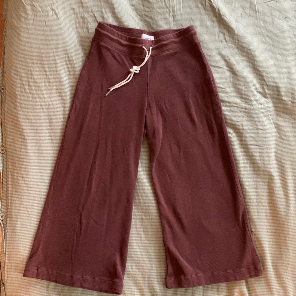 MATE THE LABEL Cocoa Brown Thermal Wide Leg Pants size XS